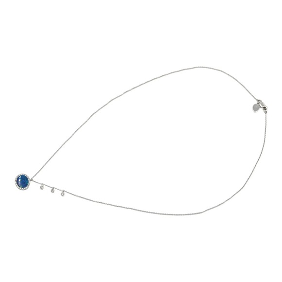 MEIRA T BLACK OPAL (most rare opal type) DIAMOND HALO NECKLACE 14K WHITE GOLD - Picture 4 of 7